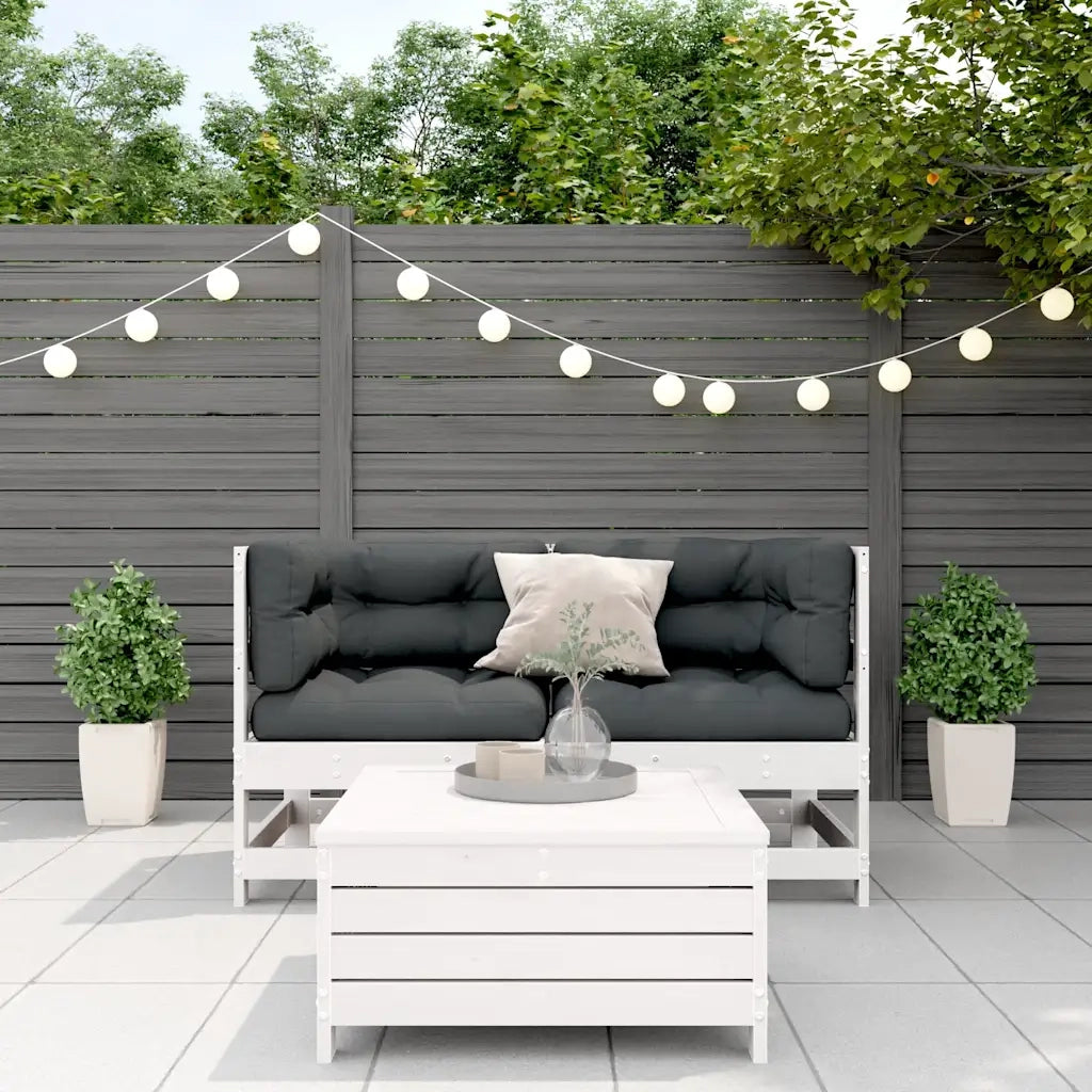 Set Salotto da Giardino 3 pz Cuscini Legno Massello Pino Bianco 3250757