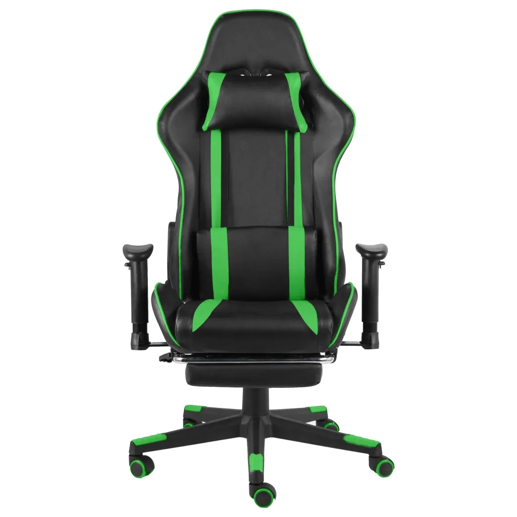 Sedia da Gaming | Sedia da e-sports Girevole con Poggiapiedi Verde in PVC
