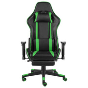 Sedia da Gaming | Sedia da e-sports Girevole con Poggiapiedi Verde in PVC