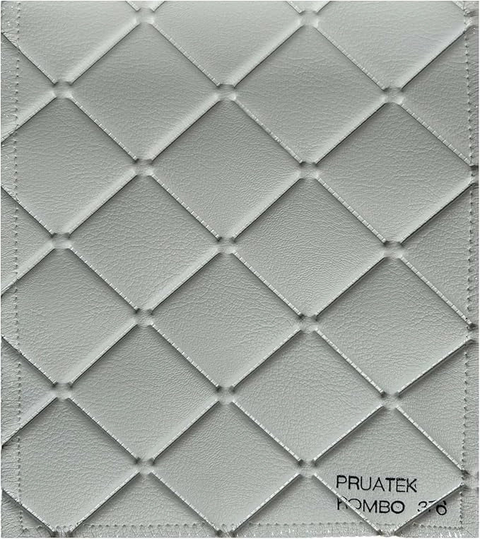 Tessuto FintaPelle Nautica Tappezzeria Alta Qualità "PRUATEK" - Colore ROMBI BIANCO 0376 - Morbida e Resistente - Vendita al Metro - H.140