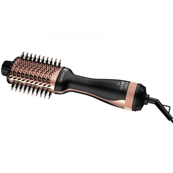 Ga.ma GH4001 Stylish Keration Line Spazzola Asciugacapelli 1100W Ionizzazione 3 Temperature colore Nero Oro
