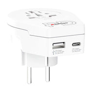 Adattatore Caricatore da Viaggio USB 18W e USB-C 20W Power Delivery Mondo a Europa Bianco Skross