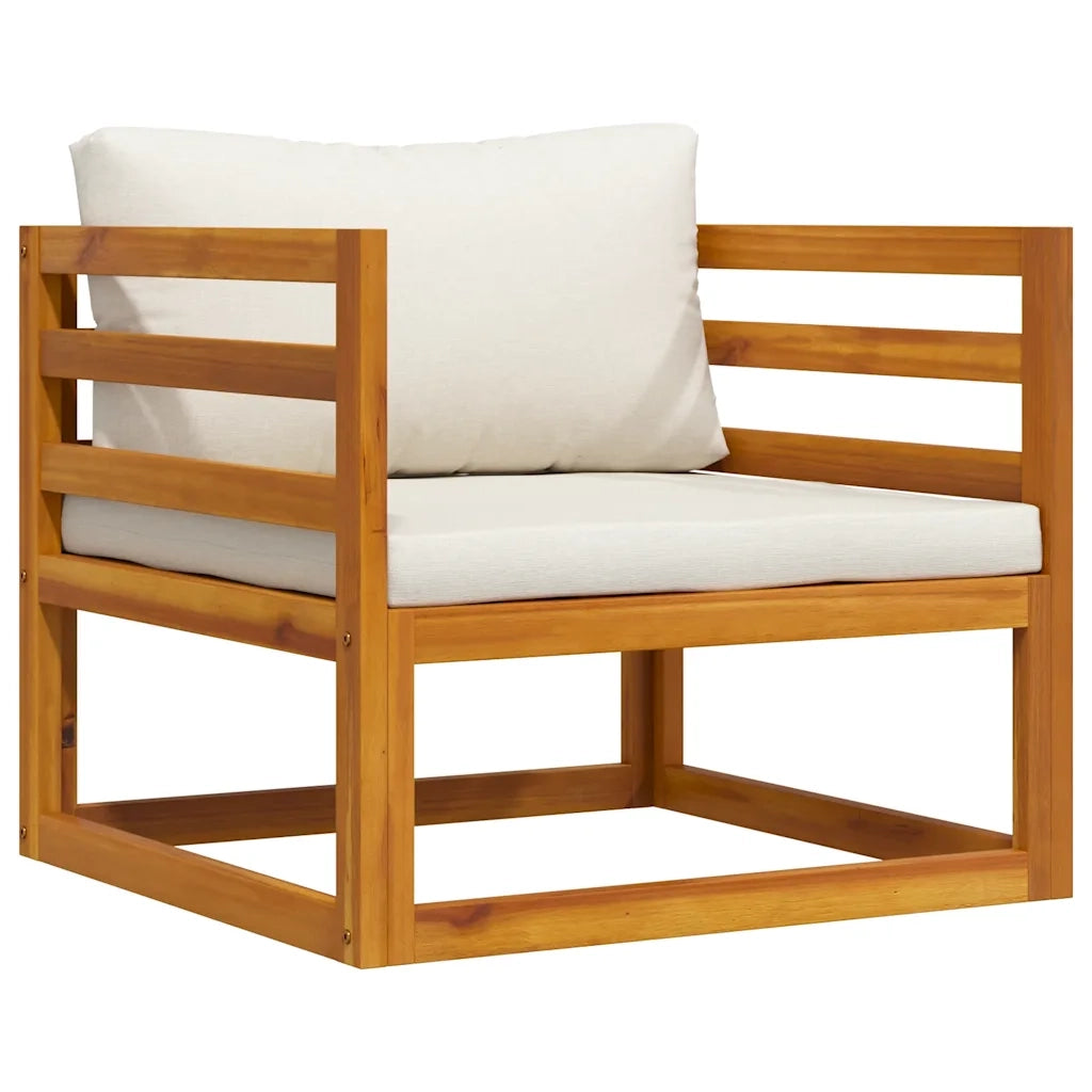 Sedia da Giardino con Cuscino Crema in Legno Massello di Acacia cod mxl 78161