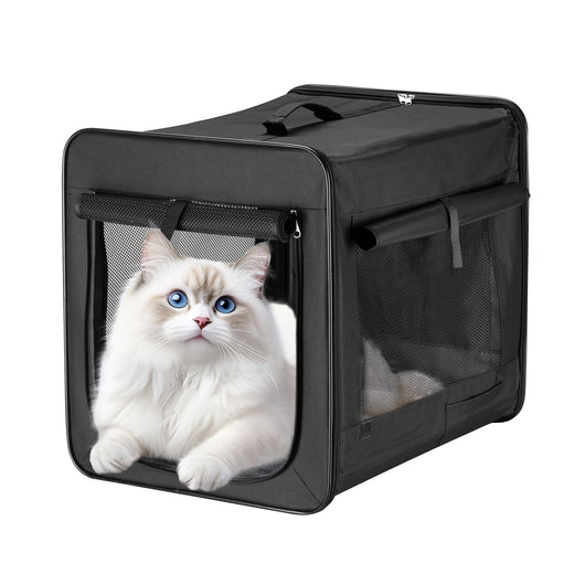 Trasportino pieghevole nero per animali domestici, taglia S (42x36x41 cm), con cuscino
