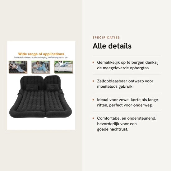 Matrimoniale Lente Matras Portatile - Piumone Auto Inflabile - Inflabile e Autoportante - Materiale PVC - Inclusa Tasca di Riposo - Comodo e Respiroso
