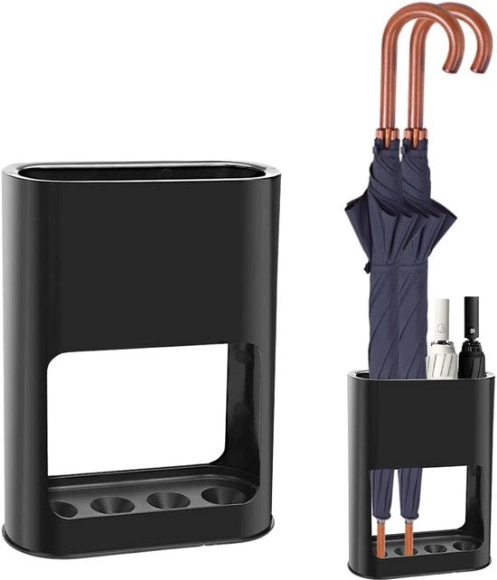 Paraplu standard con cassetta di raccolta acqua rimovibile - supporto paraplu in plastica - nero