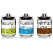 Set 3 Barattoli da Cucina in Vetro Pure Sale Zucchero Caffè 800 cc
