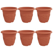 Fioriere | Cassetta per fiori | Vaso Rotondo per Fiori 6 pz Rosso Mattone ? 34 x 28 cm
