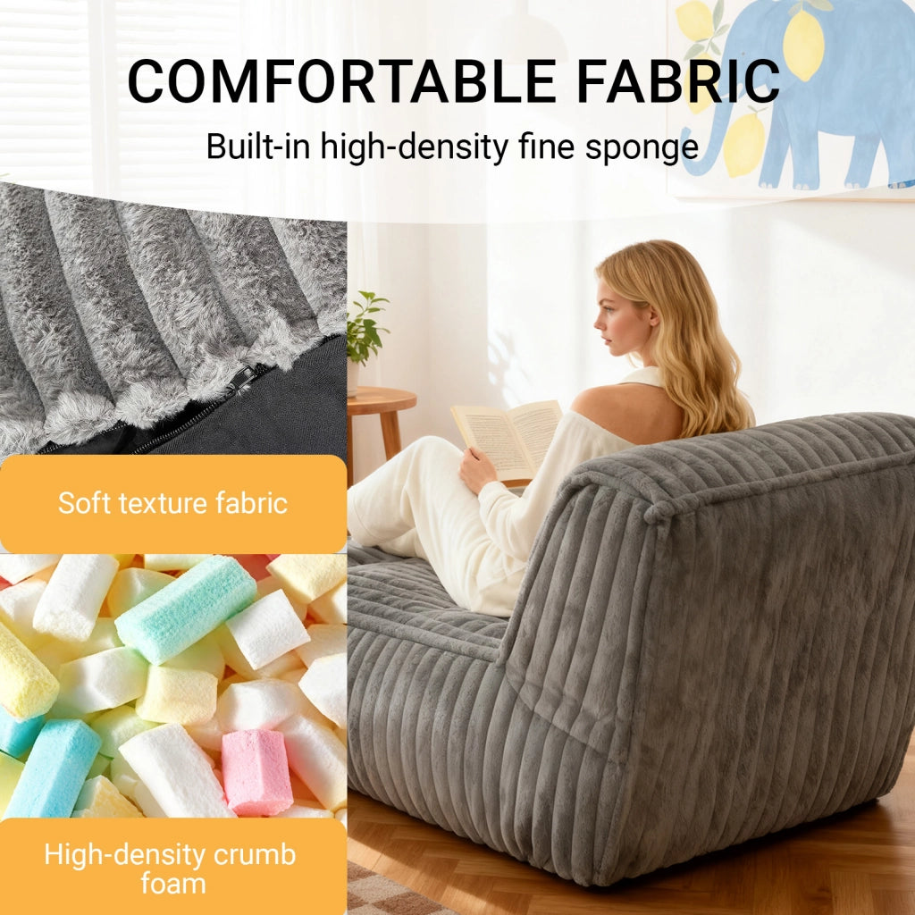 Divano modulare con supporto ergonomico e fibbie antiscivolo in flanella grigio chiaro