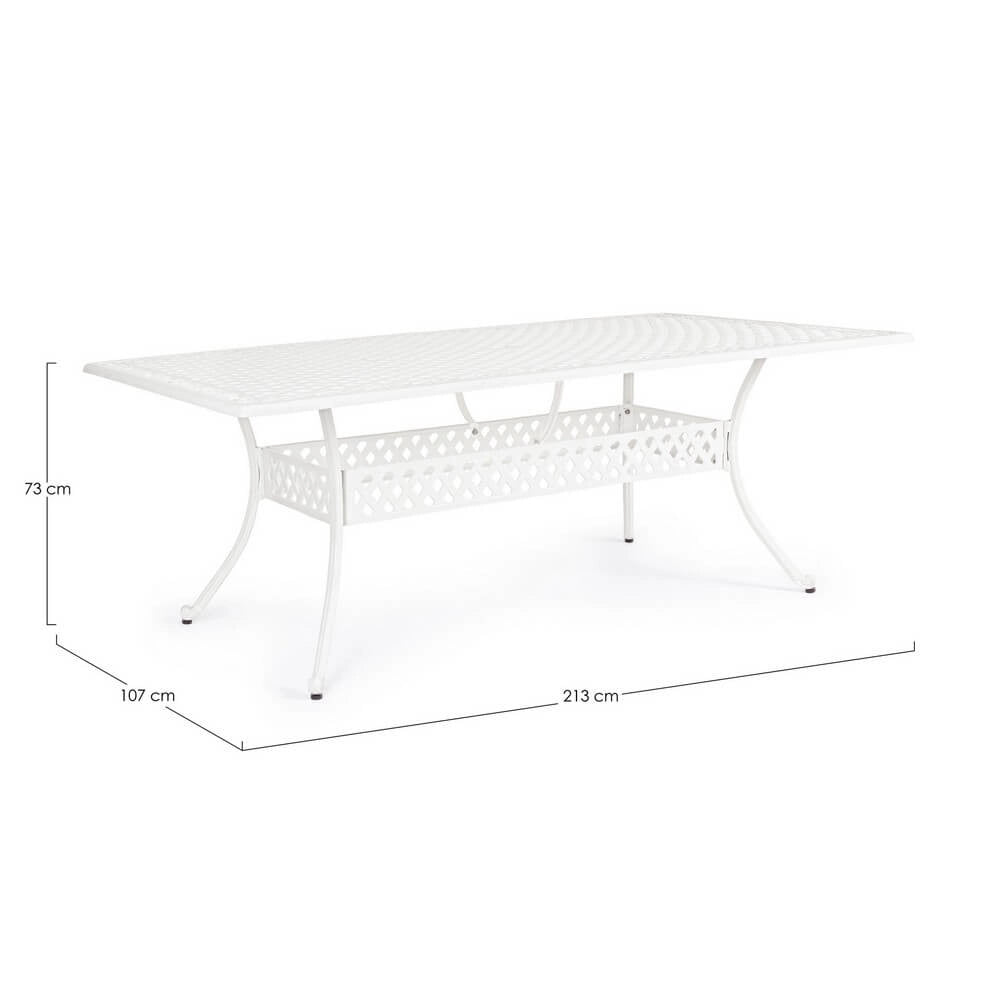 Tavolo da Giardino in Alluminio Pressofuso Bianco 213x107 cm - CLASSIC