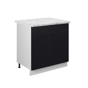 Vicco Mobile lavello cucina Nero a righe 80 cm , PL Marmo