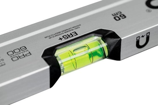 Livello di precisione 60cm con magneti - Durezza 9 sulla scala di Mohs - Profilo ergonomico - Cuffie di assorbimento shock - Colore Argento