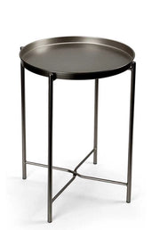 TAVOLINO STYLE TONDO PIEGHEVOLE IN METALLO 38X38X H51 CM IN COLORE NERO