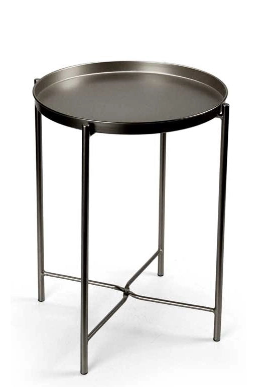 TAVOLINO STYLE TONDO PIEGHEVOLE IN METALLO 38X38X H51 CM IN COLORE NERO