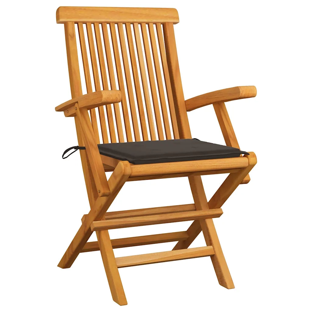 Sedie da Giardino con Cuscini Tortora 3 pz Legno Massello Teak 3062522