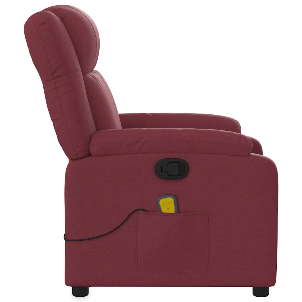 Poltrona Massaggiante Reclinabile Rosso Vino in Tessuto 373551