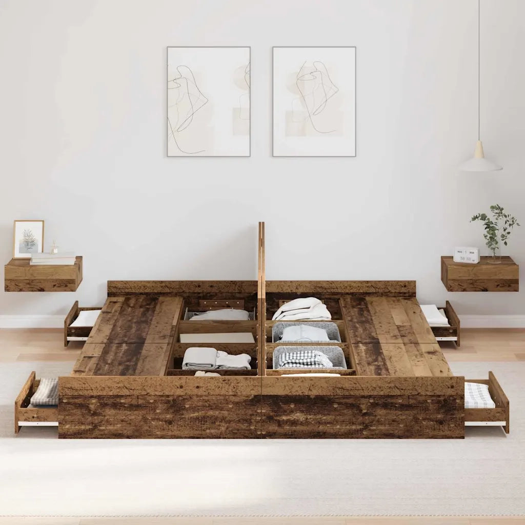 Struttura letto con contenitore Legno vecchio 180 x 200 cm 3335275