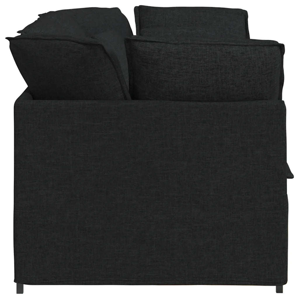 Divano Modulare con Cuscini-Sofa Modulare-Divanetto in Tessuto Nero