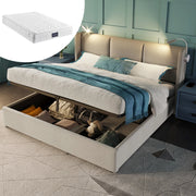 letto imbottito lino beige 140 x 200 cm