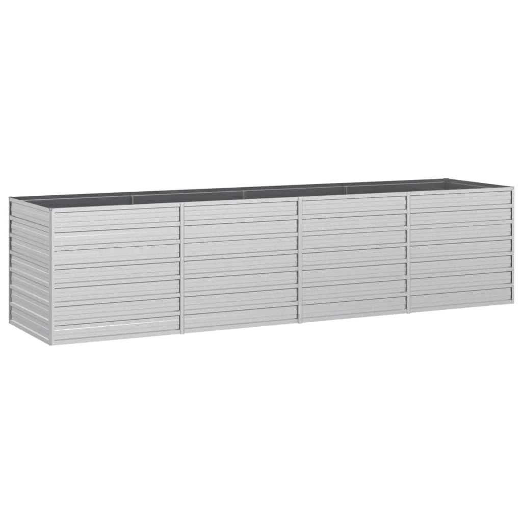 Fioriera rialzata per piante fiori patio giardino 320 x 80 x 77 cm acciaio zincato argento 02_0039435