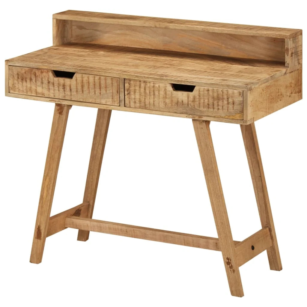 Scrivania postazione di lavoro scrivania per computer scrivania da studio 100 x 45 x 90 cm legno massello di mango grezzo marrone 02_0023366