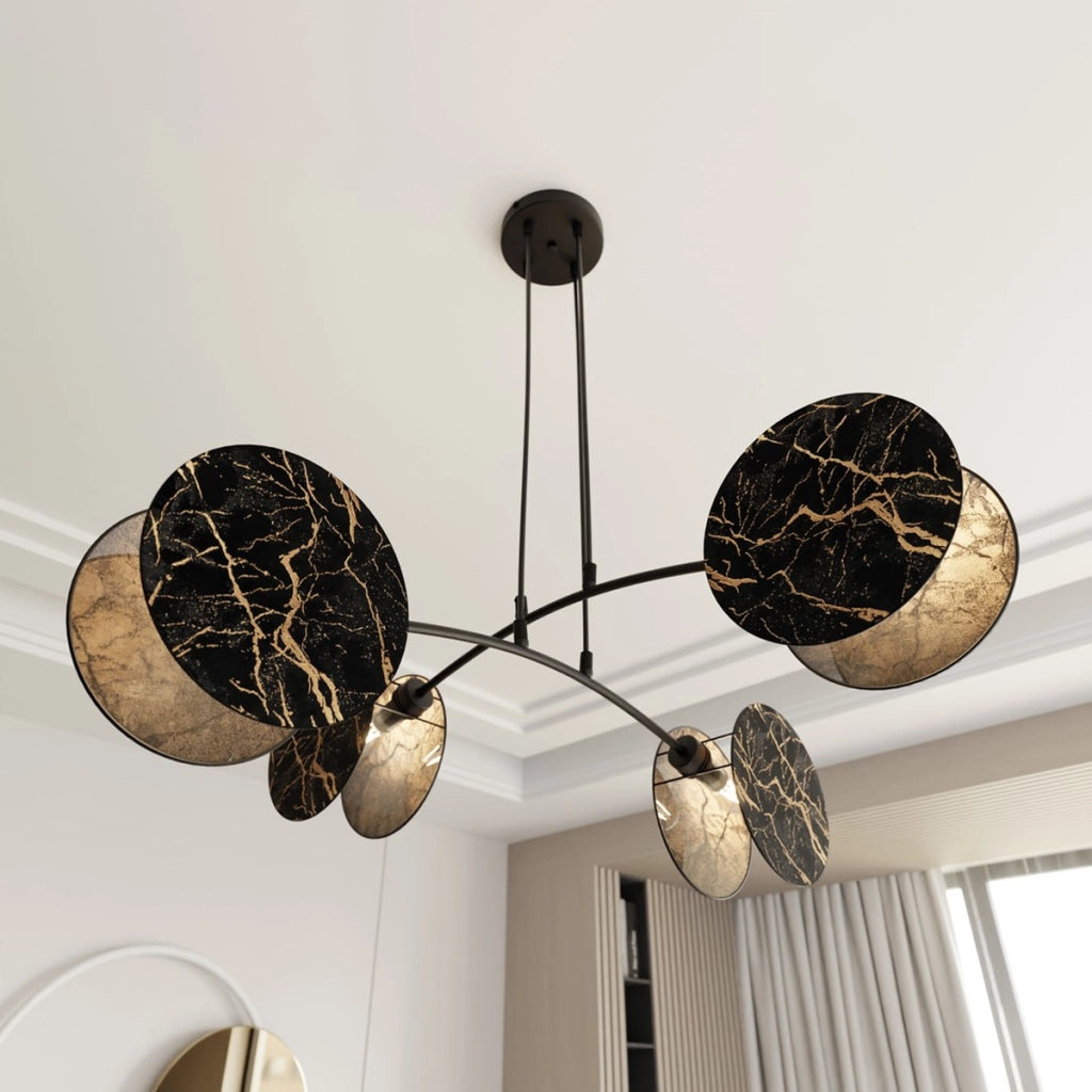 Lampada a sospensione MOTIF in acciaio nero e oro