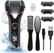 Pulitore elettrico per unghie, ricaricabile, pedicure elettronica portatile, set di pedicure, raschiatrice elettrica per piedi impermeabile, strumento di pedicure professionale, regalo ideale per la cura delle cellule morte della pelle dei piedi, 3 rulli