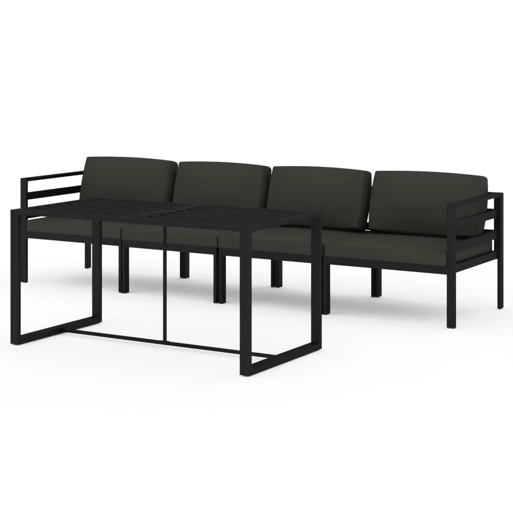 Set Divani da Giardino 5 pz con Cuscini in Alluminio Antracite cod mxl 41672