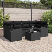 Set Divano da Giardino con archiviazione 7 pcs Nero polyrattan 3354612