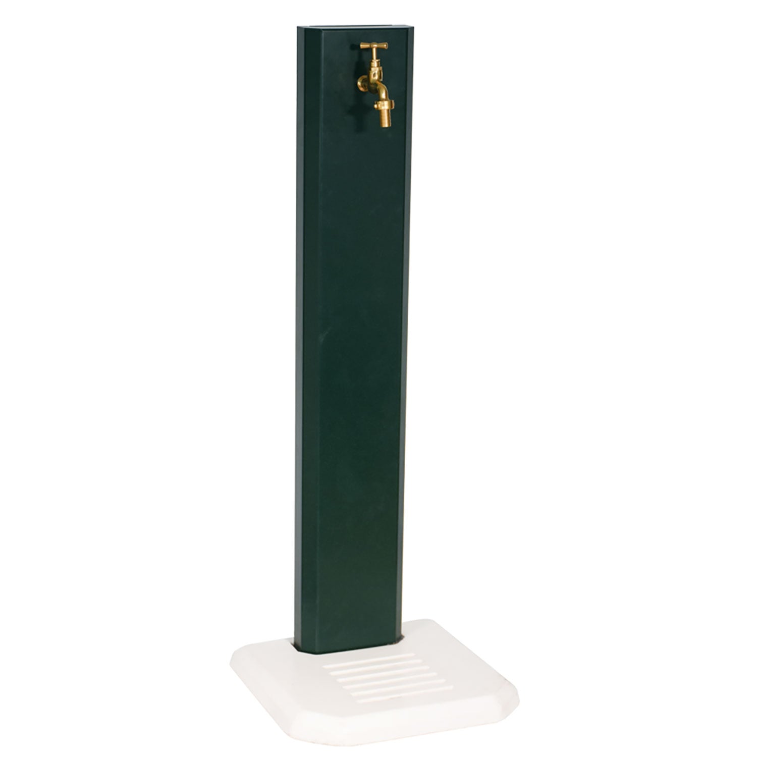 Fontana da Giardino Design a Colonna Ovale Rubinetto in Ottone con Base in Cemento Verde