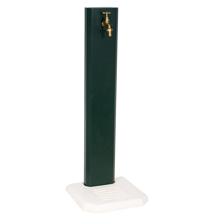 Fontana da Giardino Design a Colonna Ovale Rubinetto in Ottone con Base in Cemento Verde