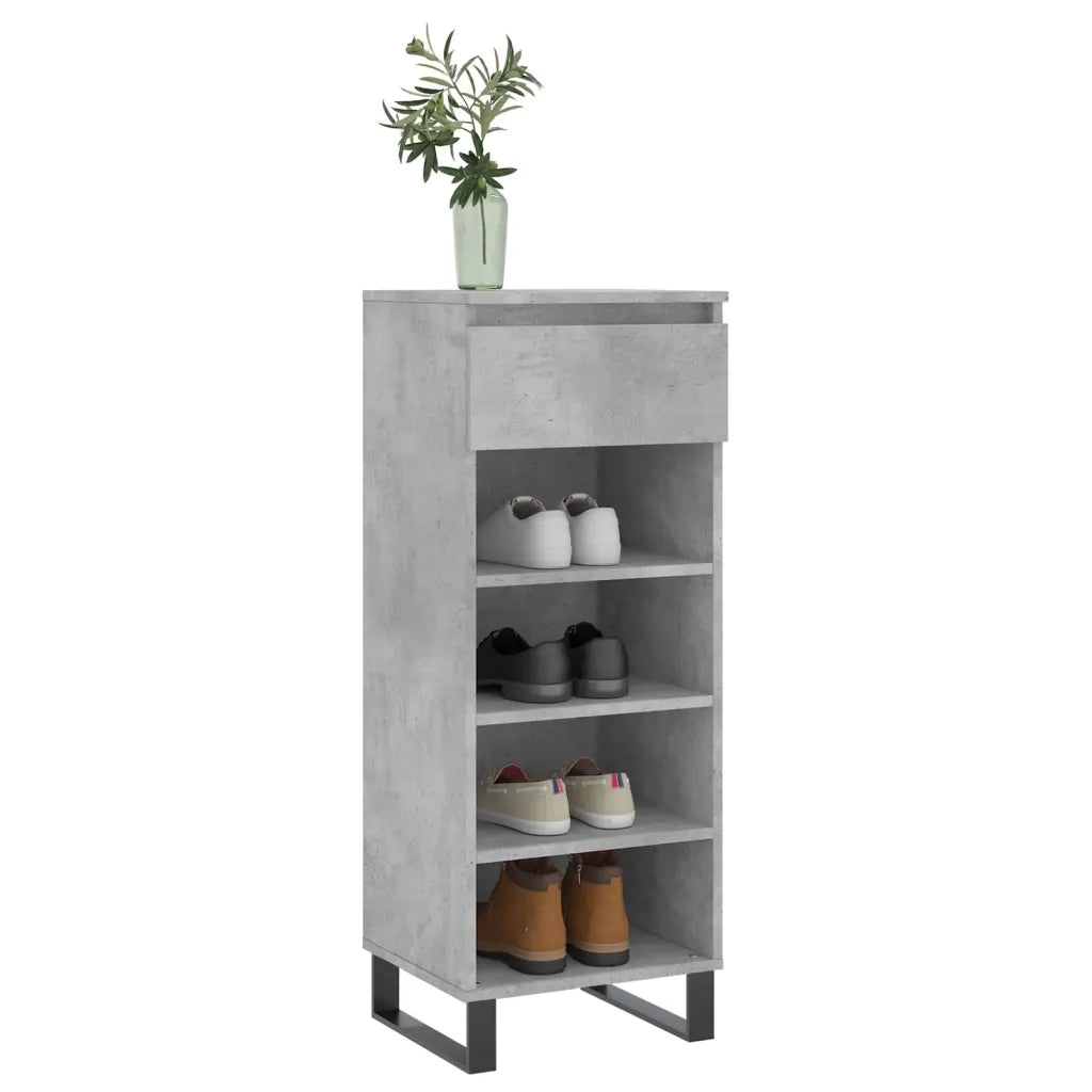 Scarpiera-Scaffale per scarpe Grigio Cemento 40x36x105 cm in Legno Multistrato 154848
