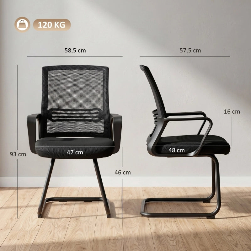 SEDIA Conferenza ergonomica Set da 2 pezzi 58,5x57,5x93 cm Nero Mesh