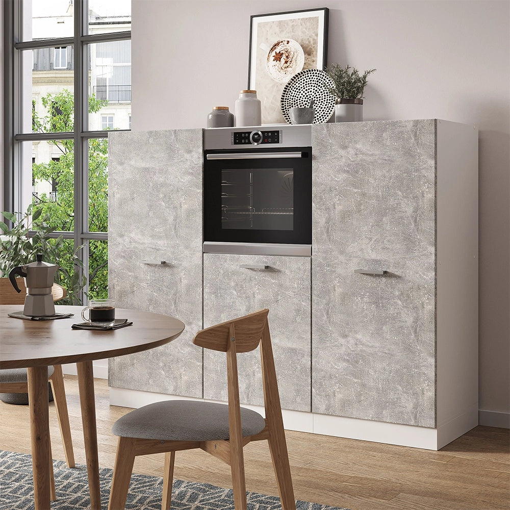 Cucine componibili piccole R-Line Calcestruzzo/Bianco 180 cm senza piano di lavoro Vicco