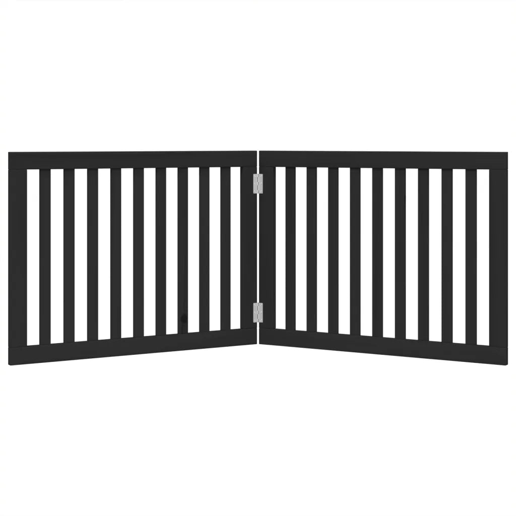 Cancello per Cani Pieghevole 2 Pannelli Nero 160cm Legno Pioppo 352256