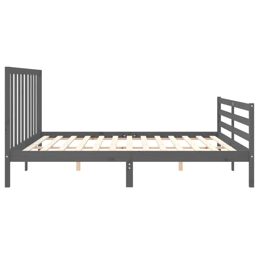 Letto matrimoniale | Letto per adulti | Giroletto con Testiera Grigio 200x200 cm in Legno Massello