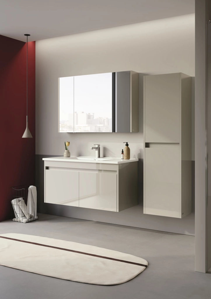 Mobile da bagno con specchio "Arno 100" - 100 x 16 x 66 cm - Cashmere