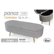 Panca contenitore teddy tessuto grigio cm  122x41x47 h