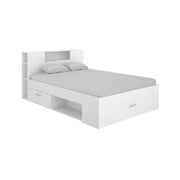 Letto alla francese Conching, Sommier per camera da letto, Giroletto per stanza, Struttura porta materasso, 150x219 h95 cm, Bianco