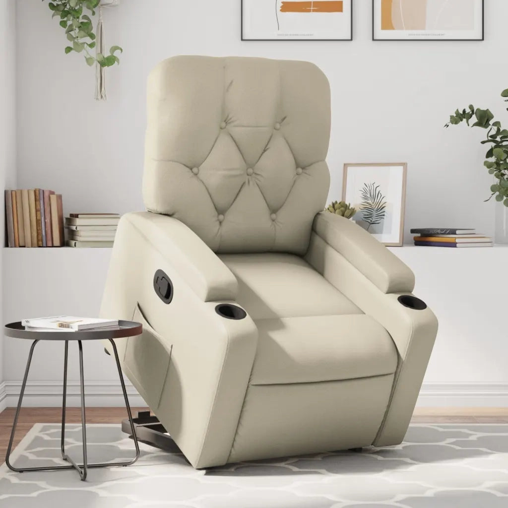 Poltrona | Sedia Relax Alzapersona Reclinabile Crema in Similpelle