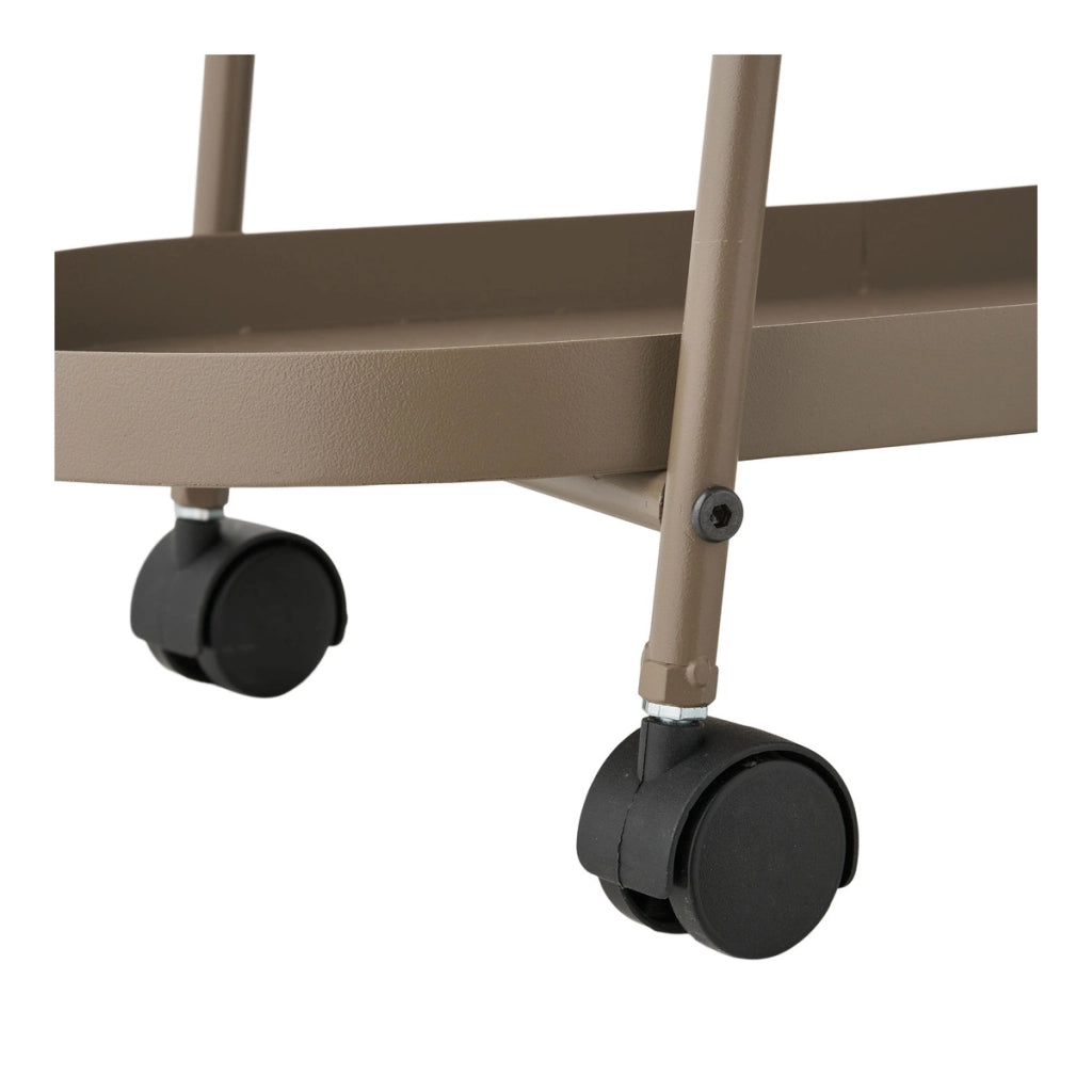 Carrello bar Empoli in acciaio marrone sabbia con 2 ripiani 27,5x60x64 cm