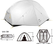 Tenda da Campeggio 2 Persone - Impermeabile - con Corda e Sacchetto di Carico - Tende da Campeggio - Tenda per Campeggio - 210x135x100 - Grigio