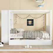 Letto singolo per bambini 90x200 cm con contenitore, bianco