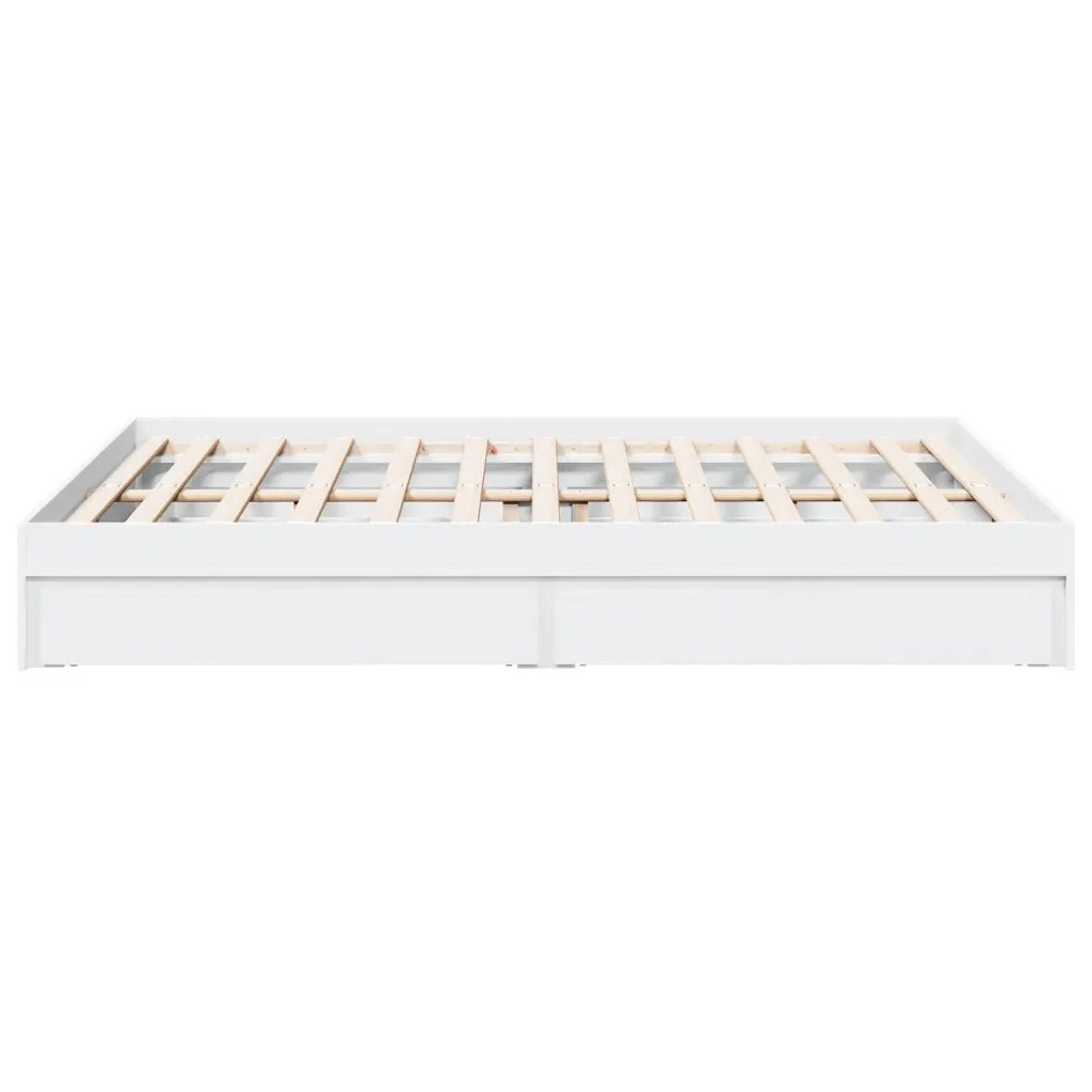 Giroletto con Cassetti Bianco 160x200 cm in Legno Multistrato 3280643