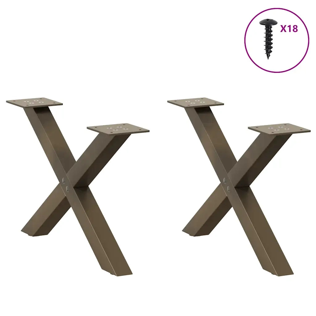 Gambe per Tavolino da Caff¨¨ a Forma di X 2 pz | Piede del tavolo Acciaio Naturale 50x(30-31) cm Acciaio