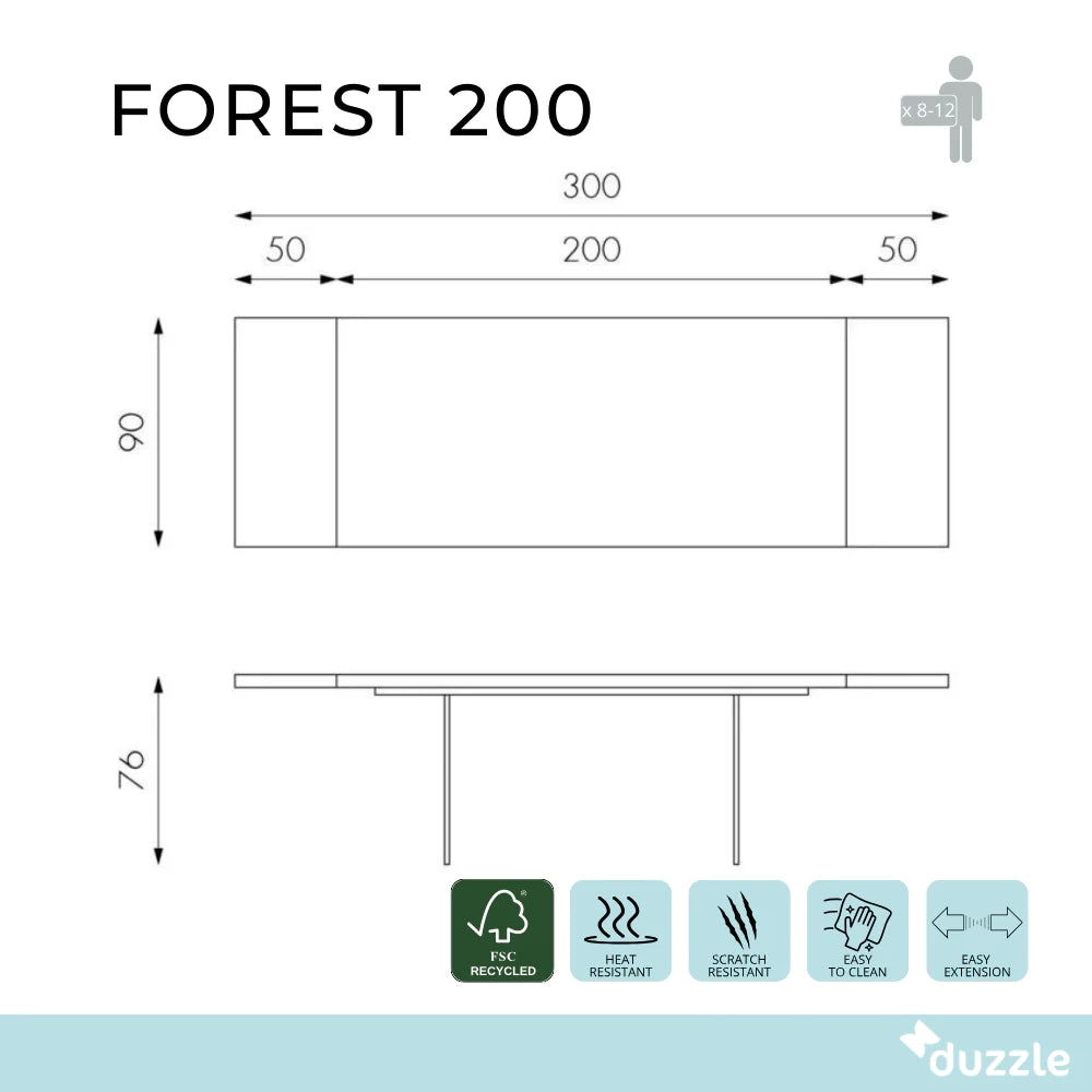 Tavolo da pranzo allungabile in legno impiallacciato rovere termocotto Forest 200-300x100 cm fino a 12 posti Made in Italy | Duzzle