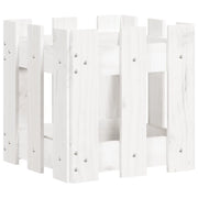 Fioriera | Cassetta per fiori | Vaso Giardino a Recinzione Bianco 30x30x30 cm Massello Pino