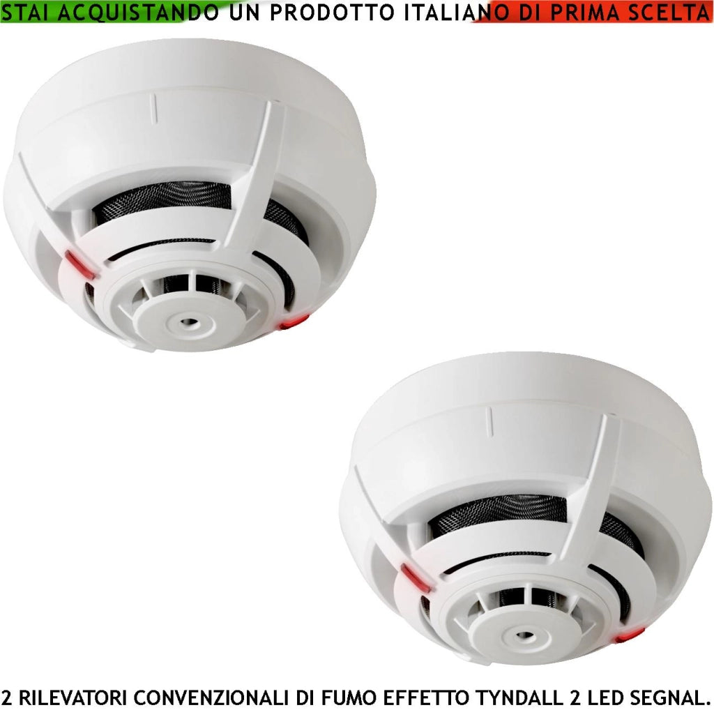 SENSORI DI FUMO 2 RILEVATORI CONVENZIONALI LOOP SISTEMA TYNDALL USCITA OC 14 MA SEGNALAZIONE REMOTA LED ALLARME INCENDIO