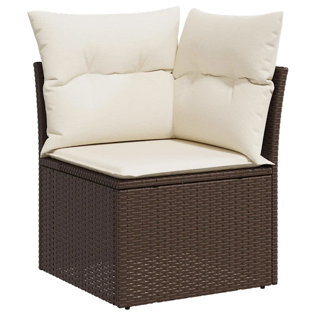 Set Divani da Giardino 9pz con Cuscini Marrone in Polyrattan 3326664