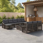 Set Divano da Giardino 11 pz Grigio polyrattan 3436142